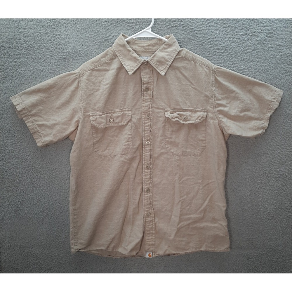 Carhartt Shirt Adult Large Tan Khaki Workwear Outdoors Barn‎ Chore Grunge Mens L